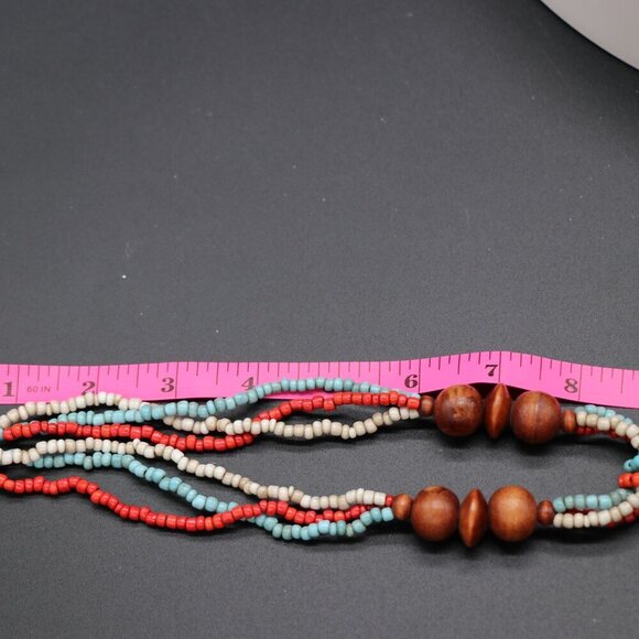 3-Strand Sead Bead Necklace with Handcut, Hand Inlay, Mother of Pearl Pendant - Picture 3 of 6